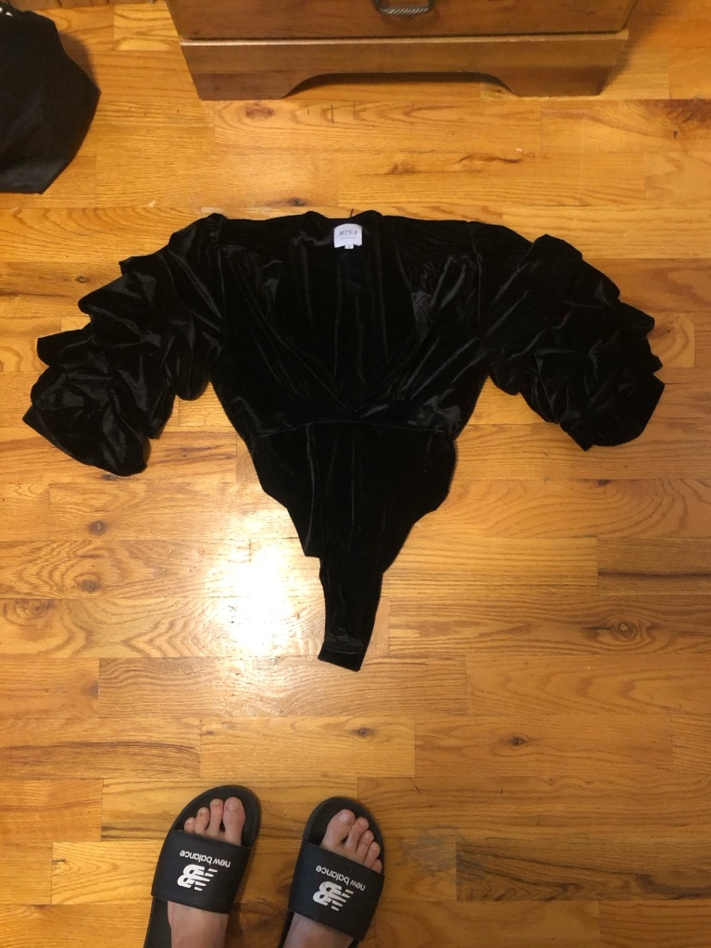Misa Los Angeles Silk Velvet Two-Piece Bodysuit and Miniskirt